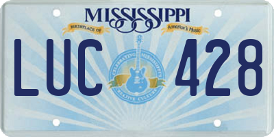 MS license plate LUC428