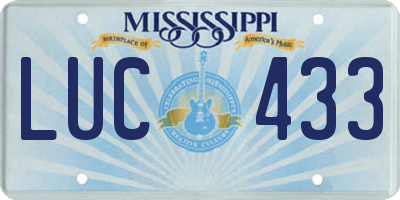 MS license plate LUC433