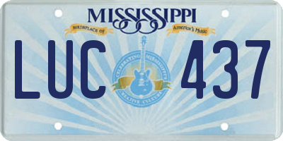 MS license plate LUC437