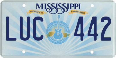 MS license plate LUC442