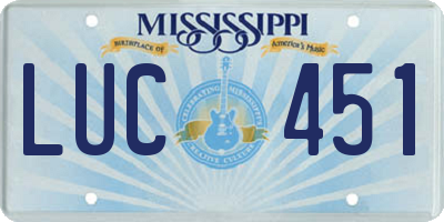 MS license plate LUC451