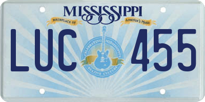 MS license plate LUC455
