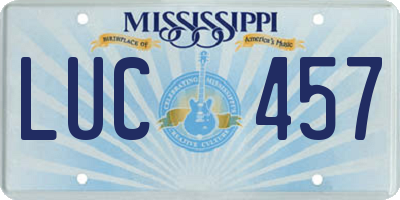 MS license plate LUC457