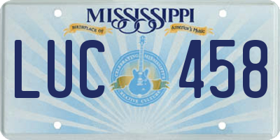MS license plate LUC458