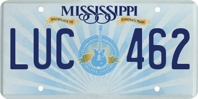 MS license plate LUC462