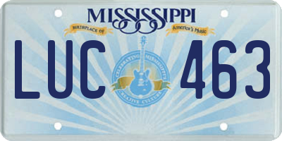 MS license plate LUC463