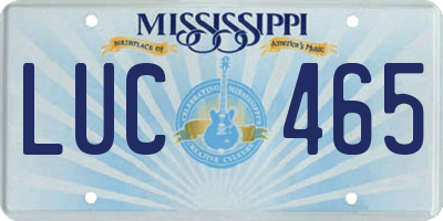 MS license plate LUC465