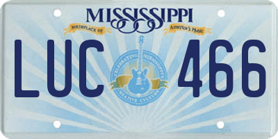 MS license plate LUC466