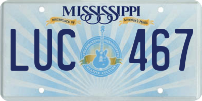 MS license plate LUC467