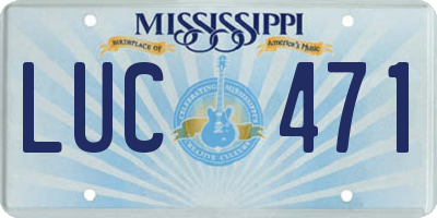 MS license plate LUC471