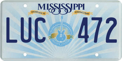 MS license plate LUC472