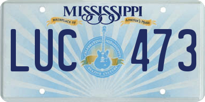 MS license plate LUC473