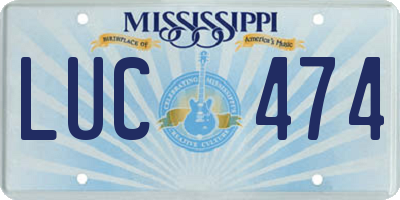 MS license plate LUC474