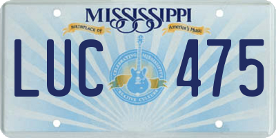 MS license plate LUC475