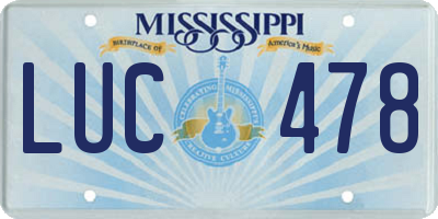 MS license plate LUC478