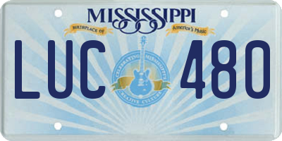 MS license plate LUC480