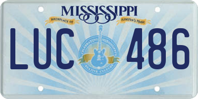 MS license plate LUC486