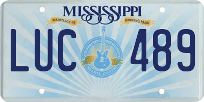 MS license plate LUC489