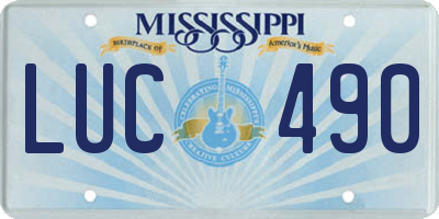 MS license plate LUC490