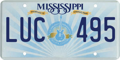 MS license plate LUC495