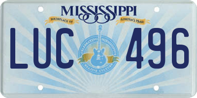 MS license plate LUC496