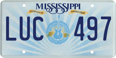 MS license plate LUC497