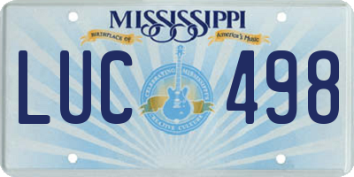 MS license plate LUC498