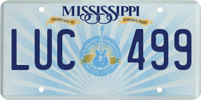 MS license plate LUC499