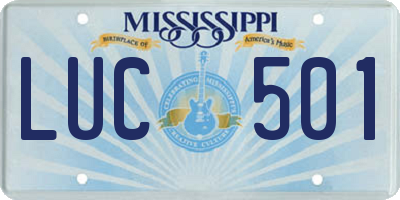 MS license plate LUC501