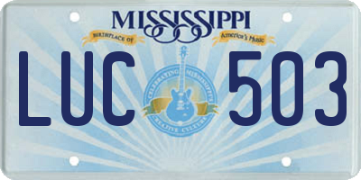 MS license plate LUC503