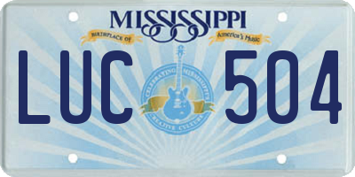 MS license plate LUC504