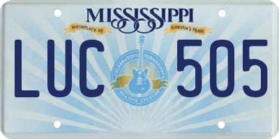 MS license plate LUC505