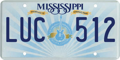 MS license plate LUC512
