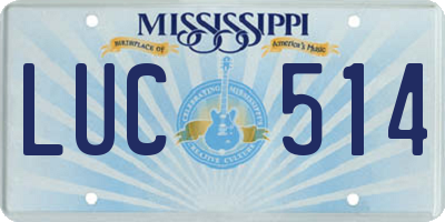 MS license plate LUC514