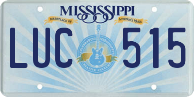 MS license plate LUC515