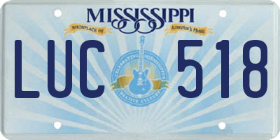 MS license plate LUC518