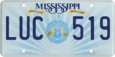 MS license plate LUC519