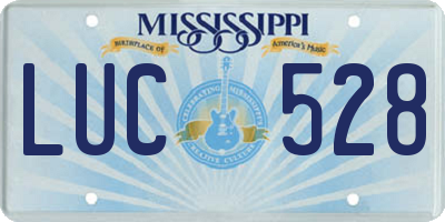 MS license plate LUC528