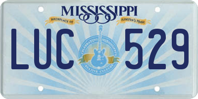 MS license plate LUC529