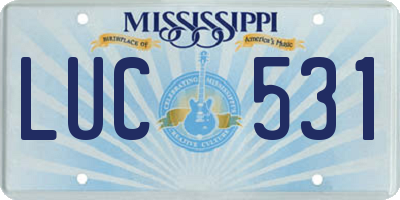 MS license plate LUC531