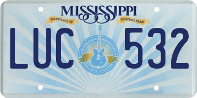 MS license plate LUC532