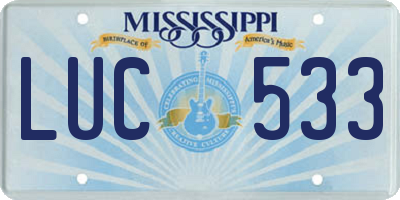 MS license plate LUC533