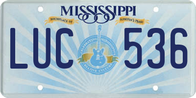 MS license plate LUC536