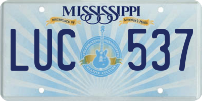 MS license plate LUC537