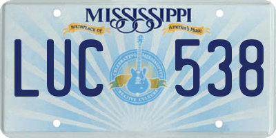 MS license plate LUC538