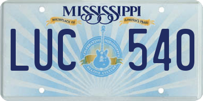 MS license plate LUC540