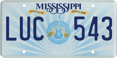 MS license plate LUC543