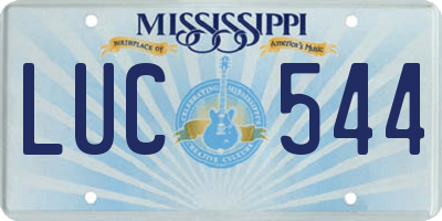 MS license plate LUC544