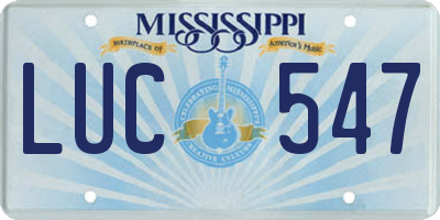 MS license plate LUC547