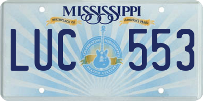 MS license plate LUC553